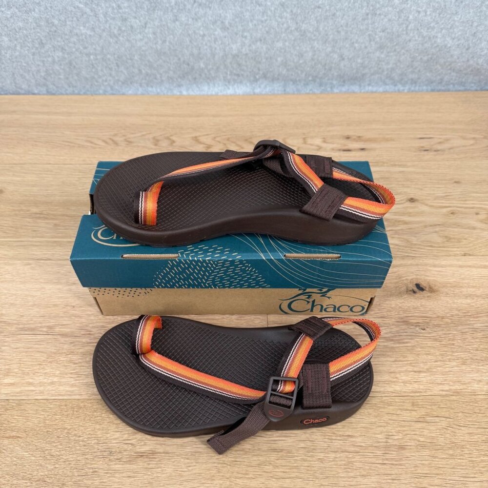 Chaco Brown Sandals with Orange and Tan Straps